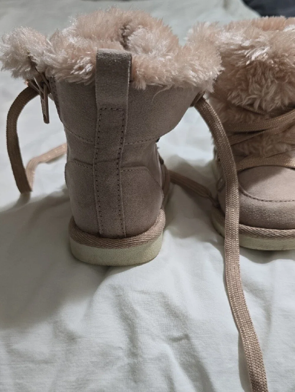 GAP Pink Faux-Fur Suede Baby Walker Boots